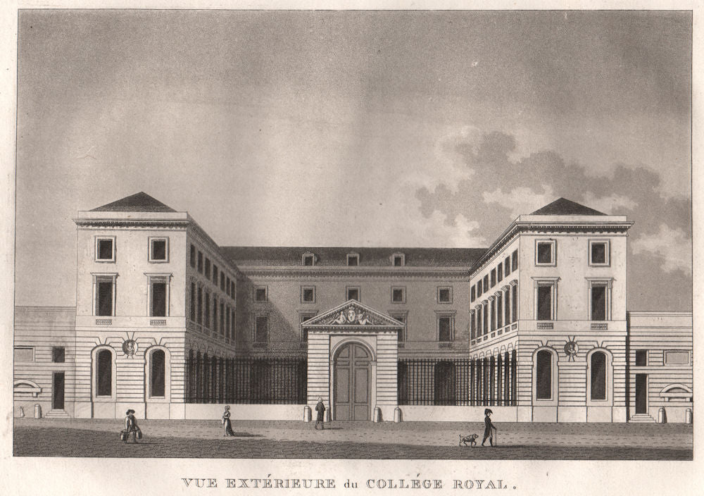 PARIS. Collége Royal. Aquatint 1808 old antique vintage print picture